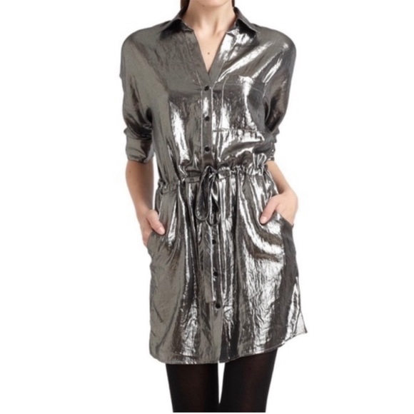 BCBGMaxAzria Dresses & Skirts - BCBG MAXAZRIA Women's Shinny Gunmetal Gray Dress Size Small